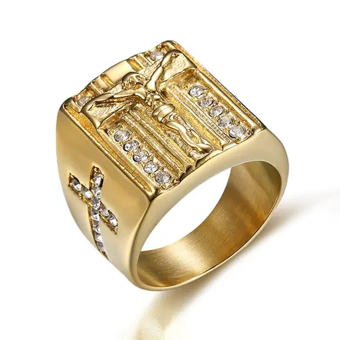 Men's Stainless Steel Punk Statement Multi Ring - Luxury Hip Hop Style, Shining Exquisite Synthetic Zirconia, Rust-Resist Steel, Tarnish Resistant Ring, Double Cross Motif, Male Thanksgiving Gift, Men's Jewelry