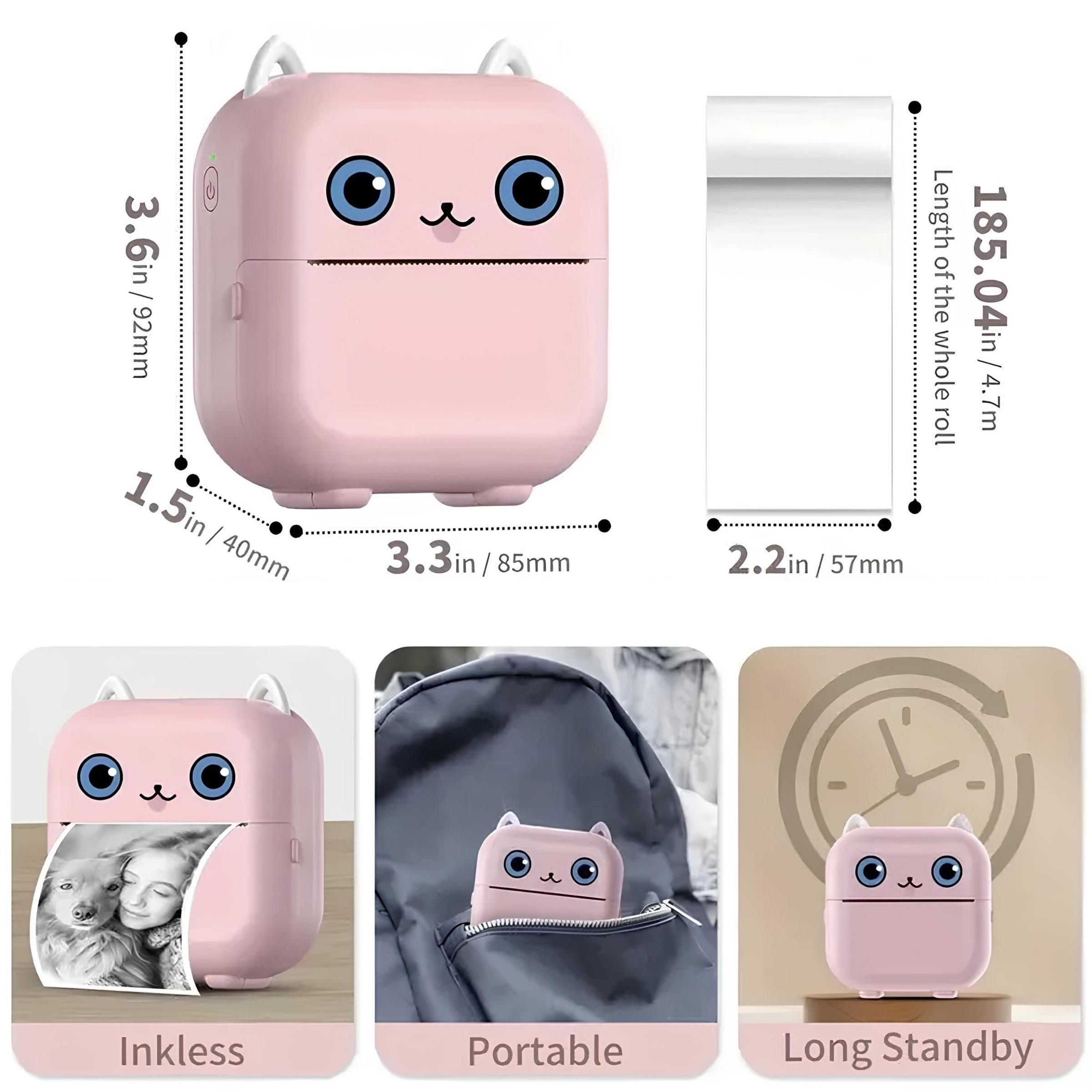 Portable Mini Printer, Portable Photo Printer with Print Paper, Bluetooth-compatible Label Printer for iOS & Android, Photo Sticker Printer, Office Accessories