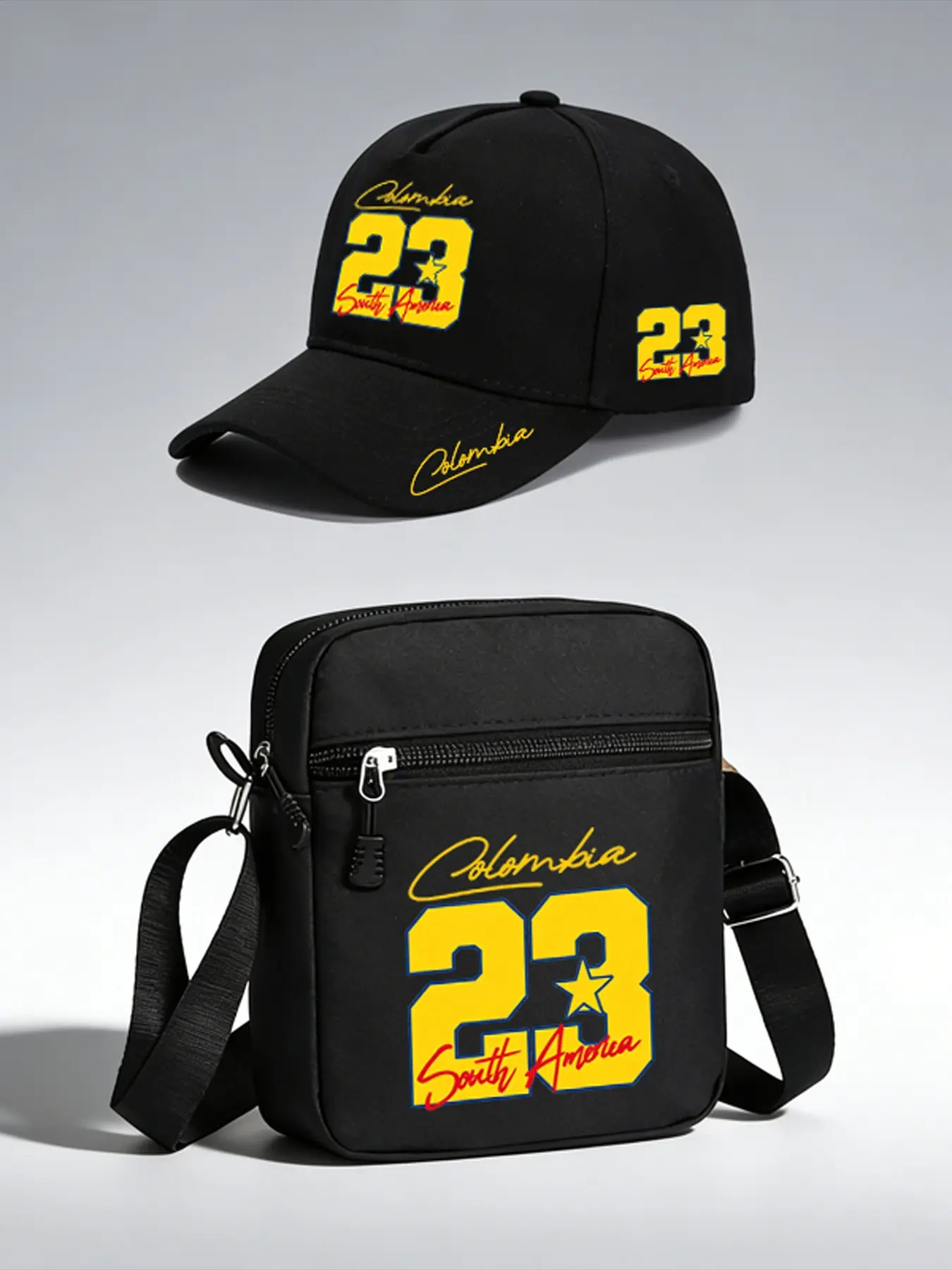 Star 23 Personalized Digital Print Baseball Cap and Crossbody Bag Set, Adjustable Street Fashion Outdoor Sports Hat and Shoulder Bag, Perfect for Daily Wear and Gifts