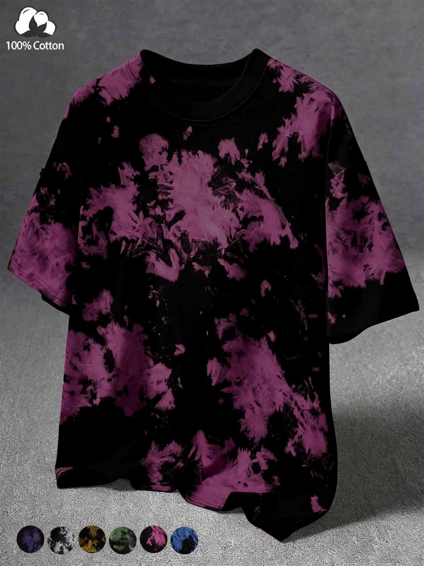 Unisex Vintage Stylish Street Style Tie-Dye Summer Short Sleeve Cotton T-Shirt, Y2K Fashion Streetwear, High Street Culture, Couple's Matching Casual Daily Wear Unisex Vintage Stylish Street Style Tie-Dye Summer Short Sleeve Cotton T-Shirt, Y2K Fashion Streetwear, High Street Culture, Couple's Matching Casual Daily Wear