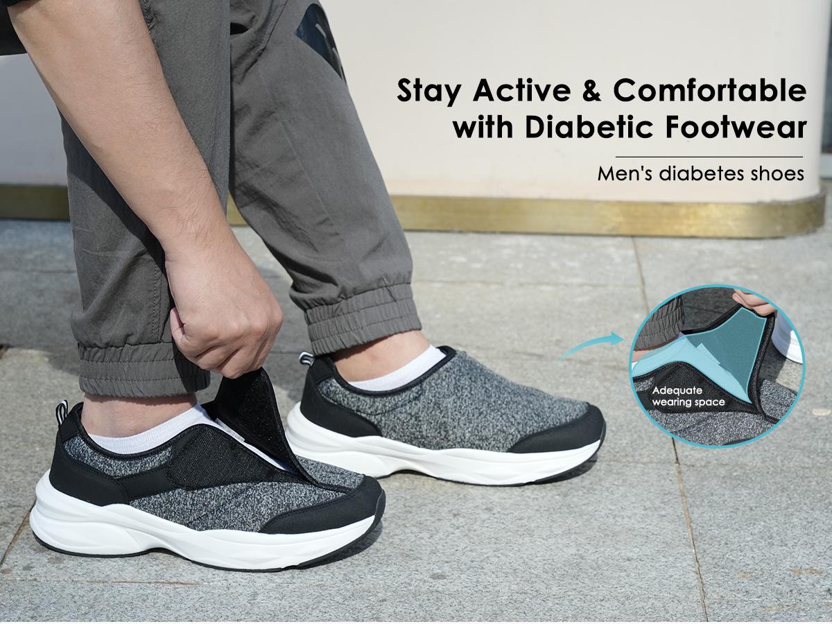 Ortho+rest Men Diabetic Shoes Swollen Feet Diabetes Walking Shoes Arch Support Orthopedic Sneakers Men's Casual