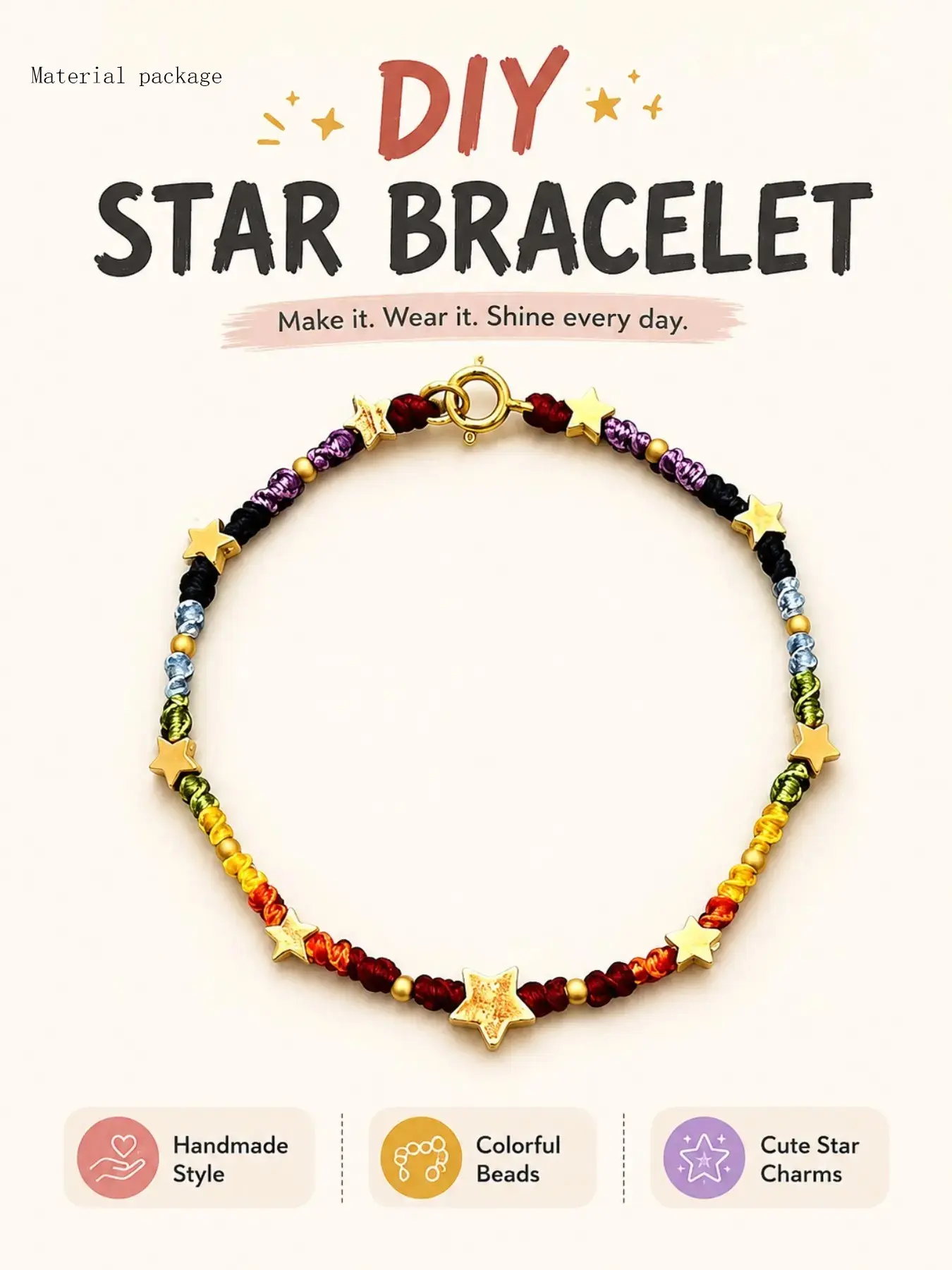 Handmade Star Moon Bracelet Kit, Rainbow Color Bead Set, Creative Couple Gift, Perfect for Valentine's Day, DIY Jewelry Making Supplies
