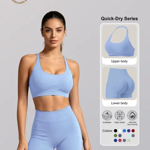Women's Halter Neck Sports Bra & High Waist Shorts Set, Yoga Clothes Set, Seamless Slim Fit Workout, High Stretch Activewear, Breathable Quick Dry for Yoga Running Casual Wear