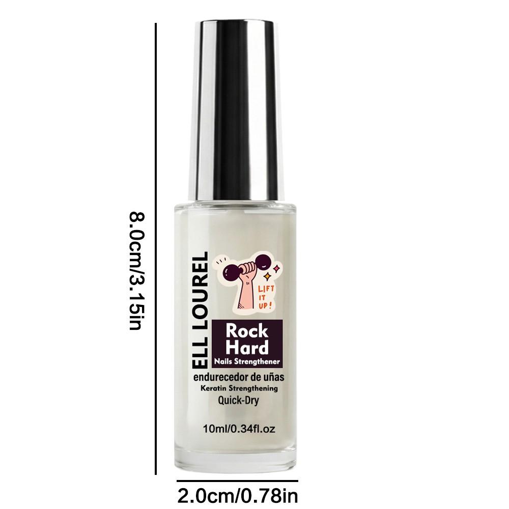 ELL LOUREL Rock Hard Nail Strengthener, 10ml Quick-Dry Keratin Infused Nail Hardener, Maximum Strength Formula for Brittle, Thin & Damaged Nails, Long-Lasting Nail Protection, Salon Quality Endurecedor de Uñas, 0.34fl.oz, Nail Care Serum Oil