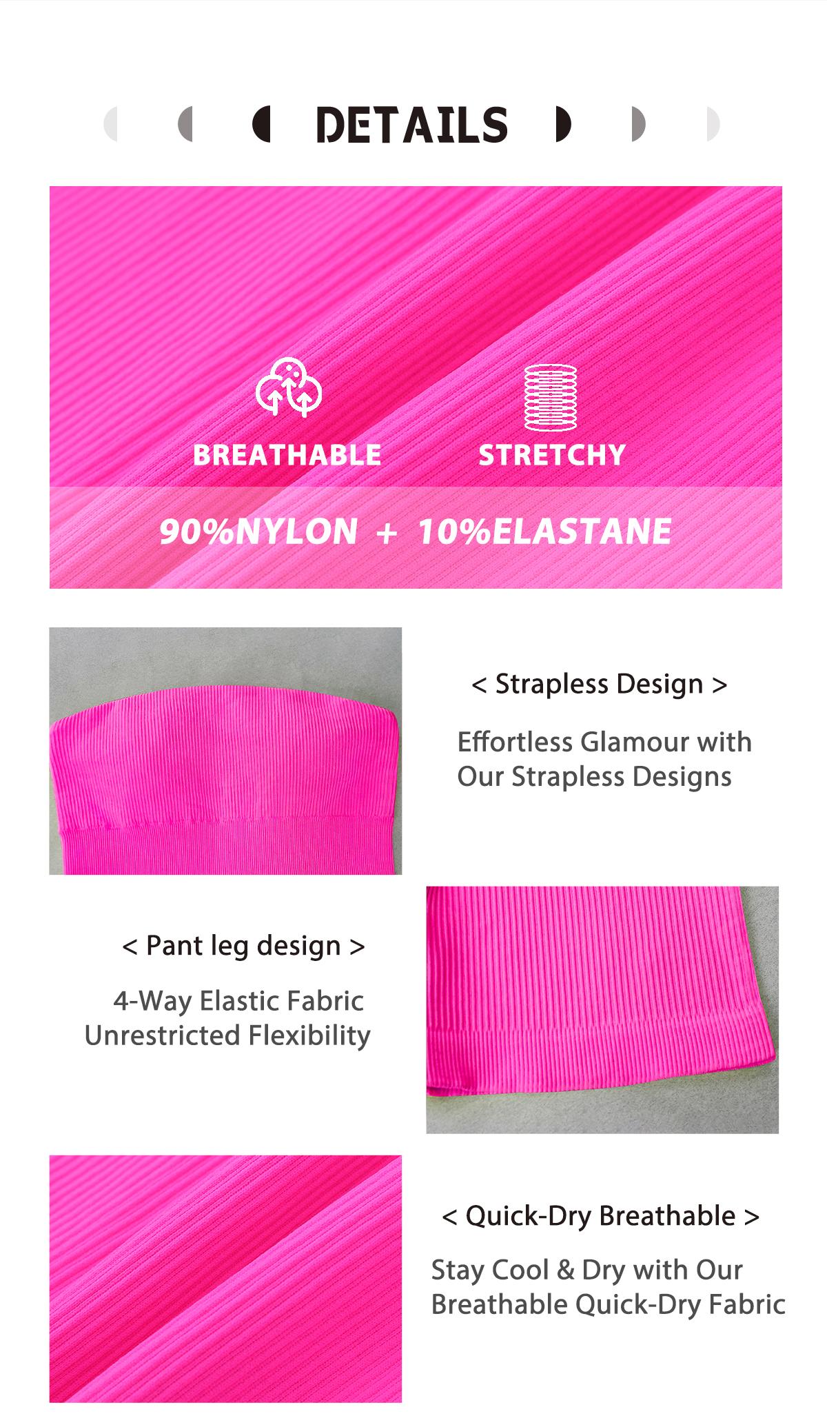 NcmRyu Strapless Ribbed Shorts Romper for Women - Sculpting Seamless Activewear Yoga Lounge Casual Trendy Bandeau Design