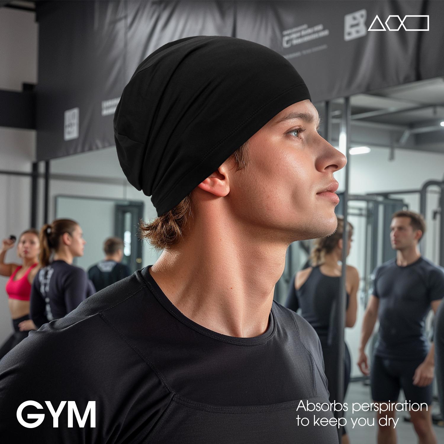 SHINEMEOTH 1/2pcs Multi-Functional Skull Cap for Men & Women High-Absorbency Running Gaming Beanie Do-Rag Unisex Helmet Liner Windproof All Seasons Outdoor Work