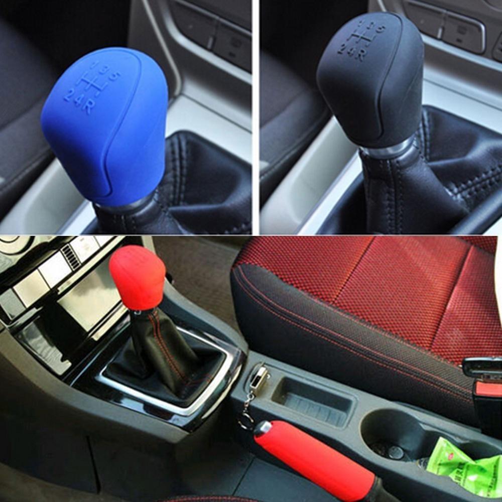 Upgrade Car Gear Shift Knob & Shifter Knobs & Handbrake Cover Set, High-Temp Resistant Silicone Non-Slip Design, Universal Fit for Manual Transmission Cars & SUVs, Durable Anti-Dust Automotive Interior Accessories.