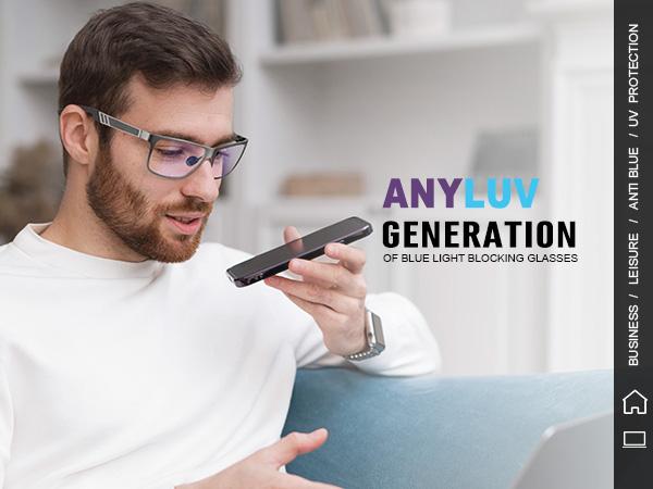 Blue Light Blocking Glasses For Men Work And Study Gaming  Al-Mg Metal Anti Eyestrain UV400 HD Lenses