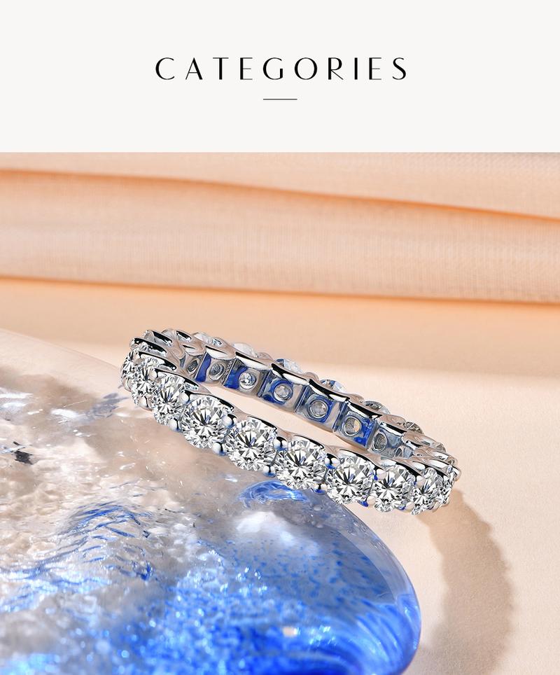 Round Cut 3.5mm Etenity Synthetic Moissanite Ring Band D Color VVS1 Engagement Wedding Bands For Women Birthday Gift R053