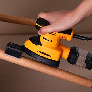 DEKO Electric Detail Sander, Equipped With 3 Multi-Function Sanding Pad Attachments, 12 Sandpapers, And A Dust Collection Box, Ideal For DIY Sanding Projects, Woodworking, Cabinet Refinishing, And More.
