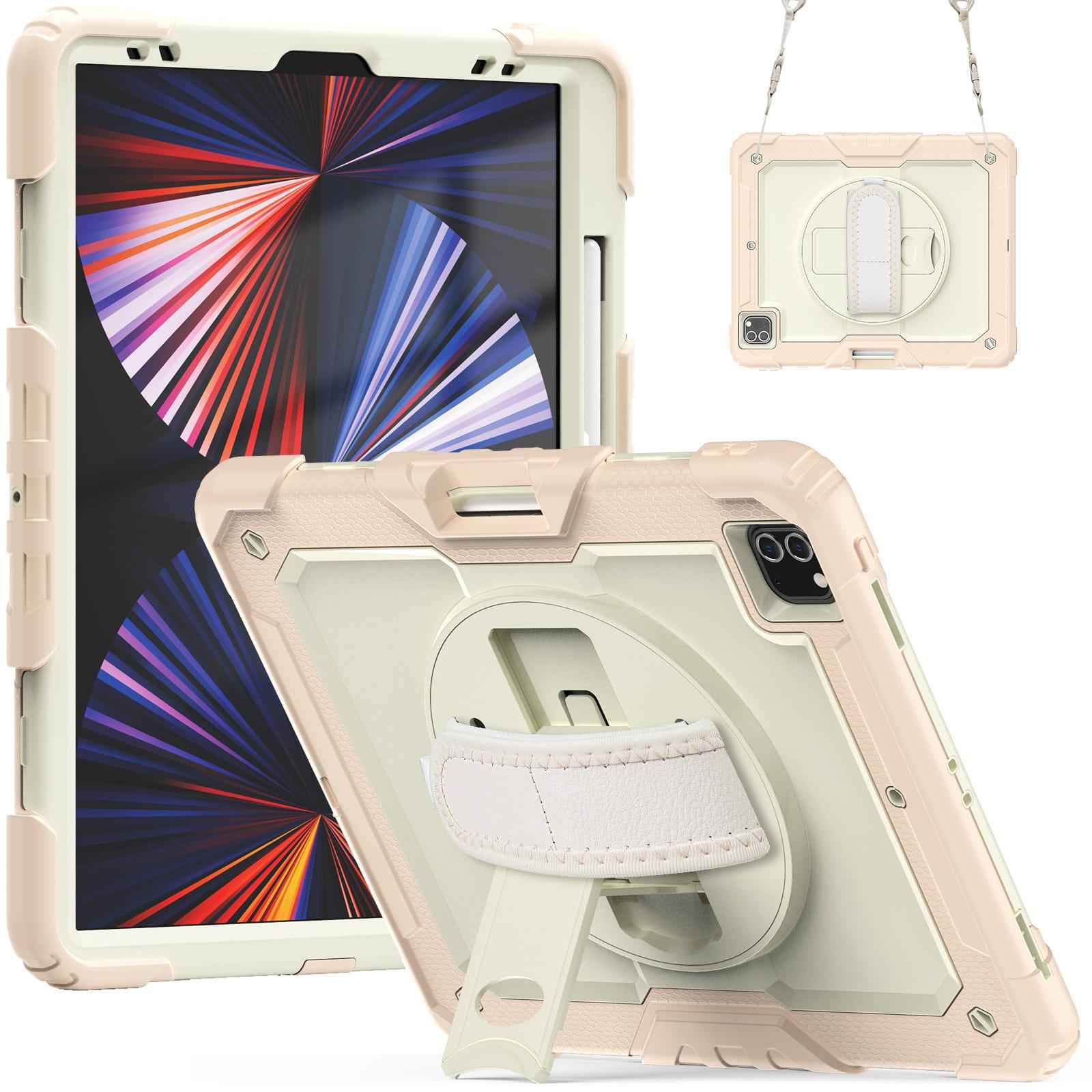 Shockproof Tablet Case with Adjustable Shoulder Strap & 360° Rotating Handle, Anti-drop Protective Sleeve for iPad Pro 12.9