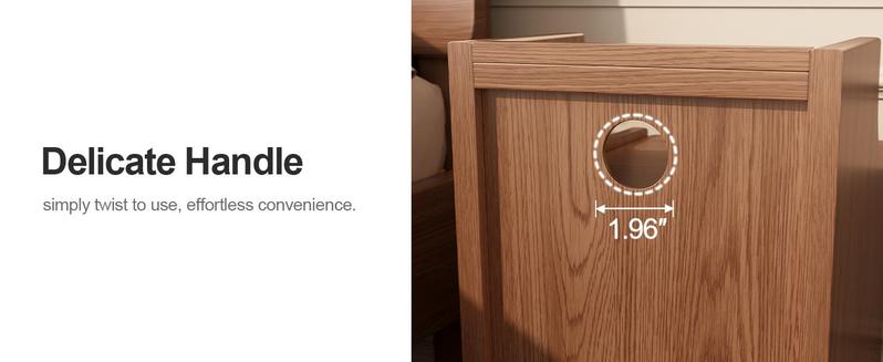 Elegant Small Nightstand, Solid wood - No MDF, Space-Saving Bedside Table with Drawers
