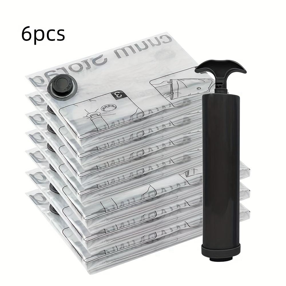 Vacuum Storage Bag Set, 1 Set Including 6pcs Space Saving Vacuum Storage Bags & 1pc Pump, Multipurpose Storage Organizer for Clothes, Bedding, Pillow, Quilt