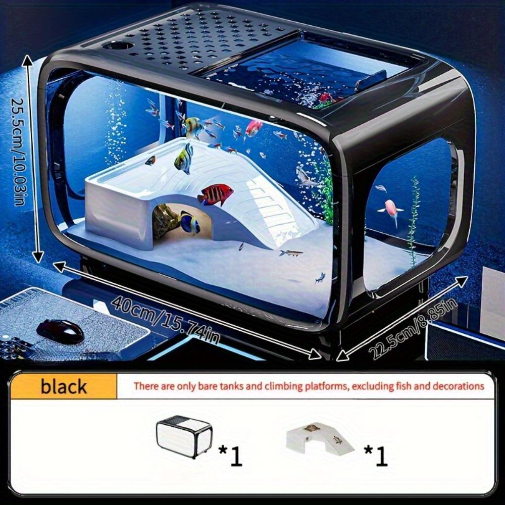 All-in-one turtle and lizard enclosure with lid, minimalist design suitable for living room decoration. Stable base with shatter-resistant construction, rectangular aquarium large-capacity tank for home use,ideal for both freshwater and saltwater breeding