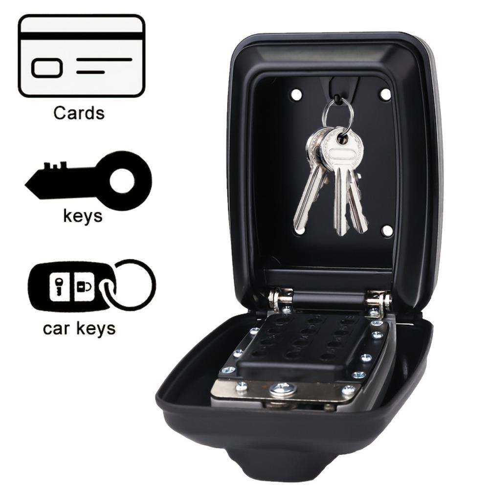 Key Lock Box Wall Mount with Code, Key Lock Box for Outside, Waterproof Key Safe Extra Large Lockbox for Keys Outdoor, 12-Digit Combination Key Storage Box Spare Hider for Home Garage