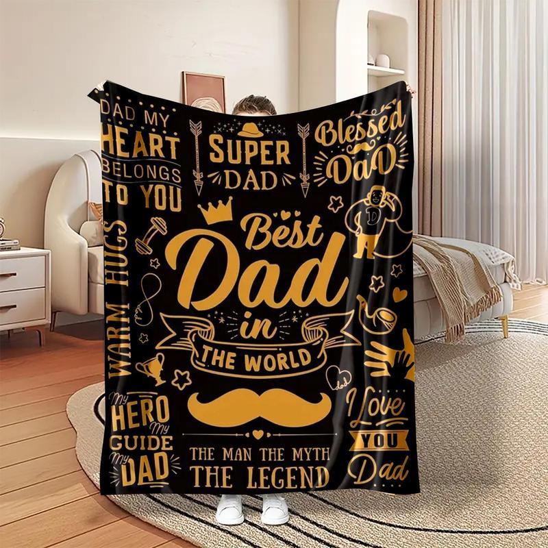 Letter Pattemn Blanket Gift for Dad, 1/2 CountsSoft Throw Blanket, Warm & Cozy Blanket forOffice, Car, Bed, Home, Travel, Halloween DecorNapping Blanket