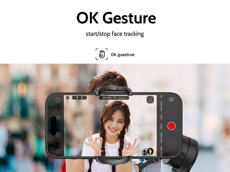 AOCHUAN Gimbal Stabilizer for Smartphone, Automatic Face Tracking Gimbal w/Wireless Charging iPhone Gimbal for iPhone 15 Pro Max/Android Foldable 3-Axis Handheld anti-shaking Phone Gimbal (1 piece) for Live Video Recording -Smart X Pro