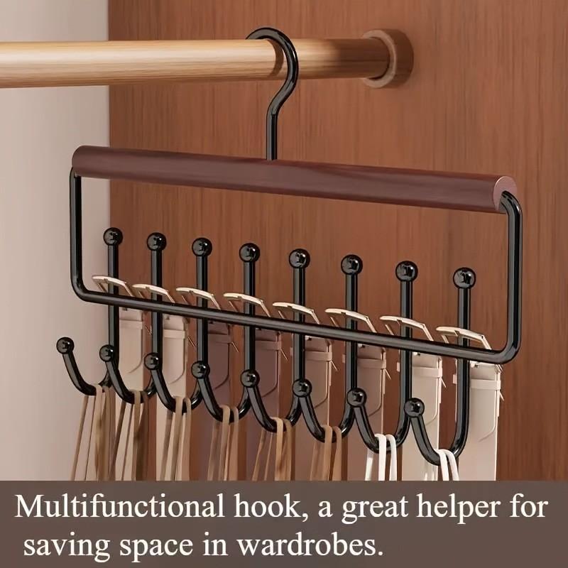 1 Pc Multi-Function Hanger with 8 Hooks – Wave design metal hanger for bras, tank tops, hats and towels. Space-saving closet organizer for bedroom or bathroom storage, durable and practical hanging solution.