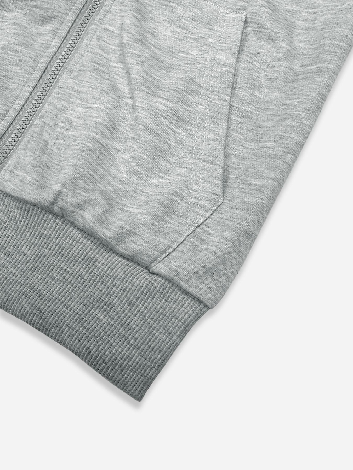 Women's Gray Zip Up Hoodie, Sweatshirts, Slim Waist Long Sleeve Jacket With Leopard Print Lining And Pockets, Y2K Street Style, Ideal For Daily And Hip Hop Outfits