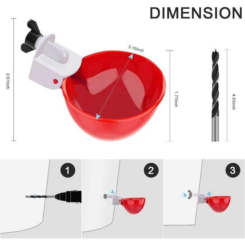 6 Pcs Large Automatic Poultry Water Cups, Leak-Proof Self-Filling Chicken Drinker Set with DIY Hole Opener, Perfect for Coop & Farm, Fresh Water for Ducks, Turkeys & Geese