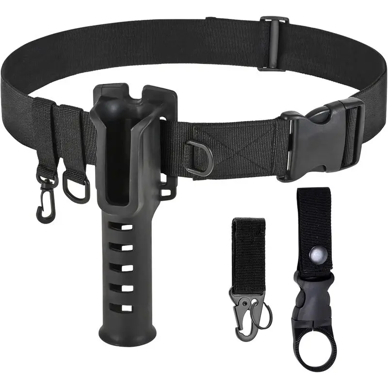 Outdoor sport Fishing Wading Belt with Rod Holder Adjustable Wader Waist Belt |   Fishing Rod Holster Quick Release Belt Keeper Bottle Buckle for Fly Surf Kayak Casting Spinning Pole Tool Tackle Gear