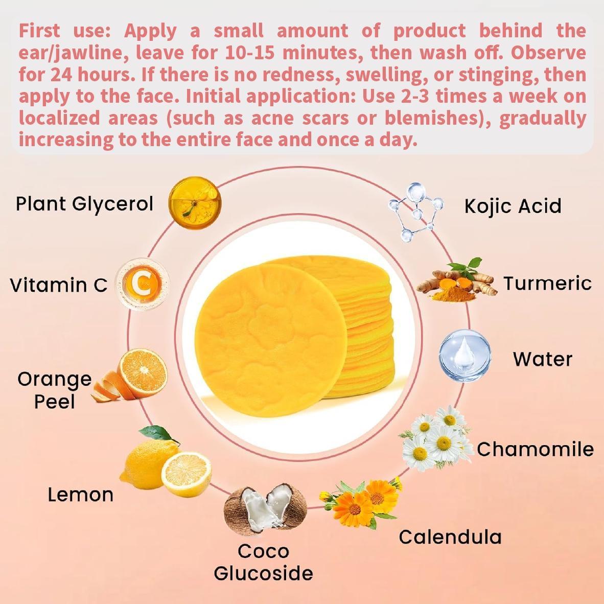 Kojic Acid Turmeric Facial Cleansing Pads Skin Care Exfoliate for Acne, Dark Spots and Skin Repair