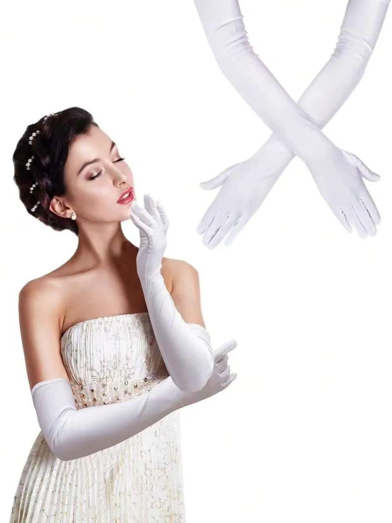 Elegant Women's Long Satin Gloves, 21 Inch Elbow-Length Design, Comfortable Fit for Parties, Performances & Cosplay, Adds Royal Charm