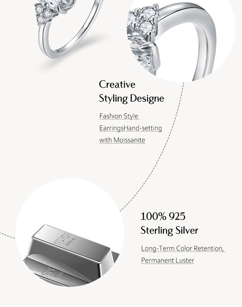 Luxury 2.0ct Synthetic Moissanite Rings for Women D VVS1 Pear Shape Engagement Wedding Fine Jewelry Gift R118