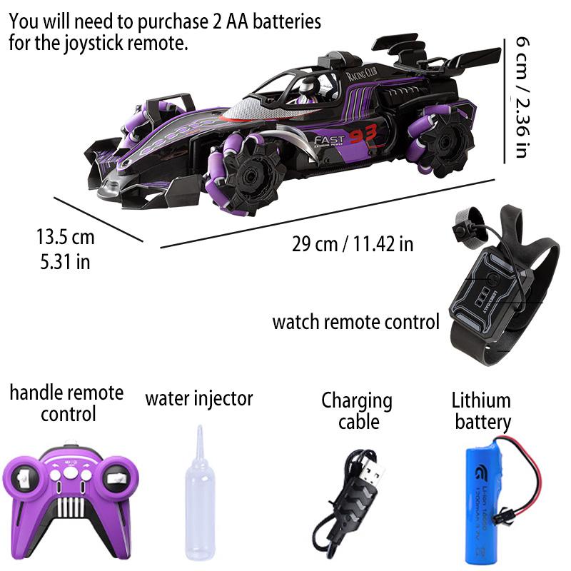 Cyber Neon Wind F1 Rc Stunt Cars Remote Control Car, LED Lights Music Effects, Dual Control Modes, Stunt Performances, Suitable for Ages 12+