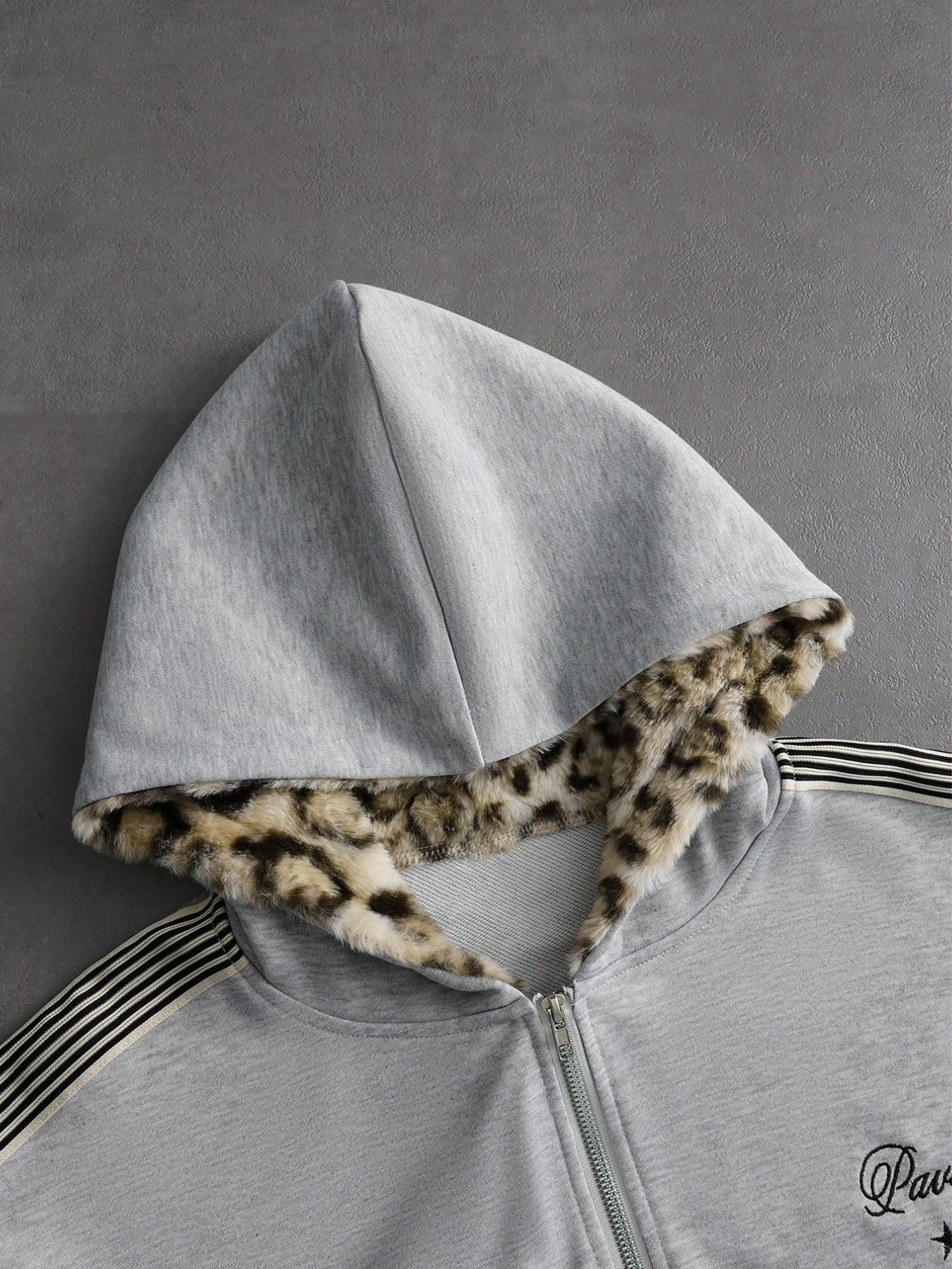 Unisex Leopard Hoodie, Casual Fitted Long Sleeve Pullover, Fall & Winter Essential, Comfortable Daily Wear