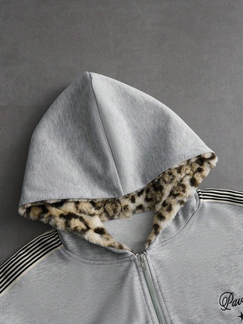 Unisex Leopard Hoodie, Casual Fitted Long Sleeve Pullover, Fall & Winter Essential, Comfortable Daily Wear