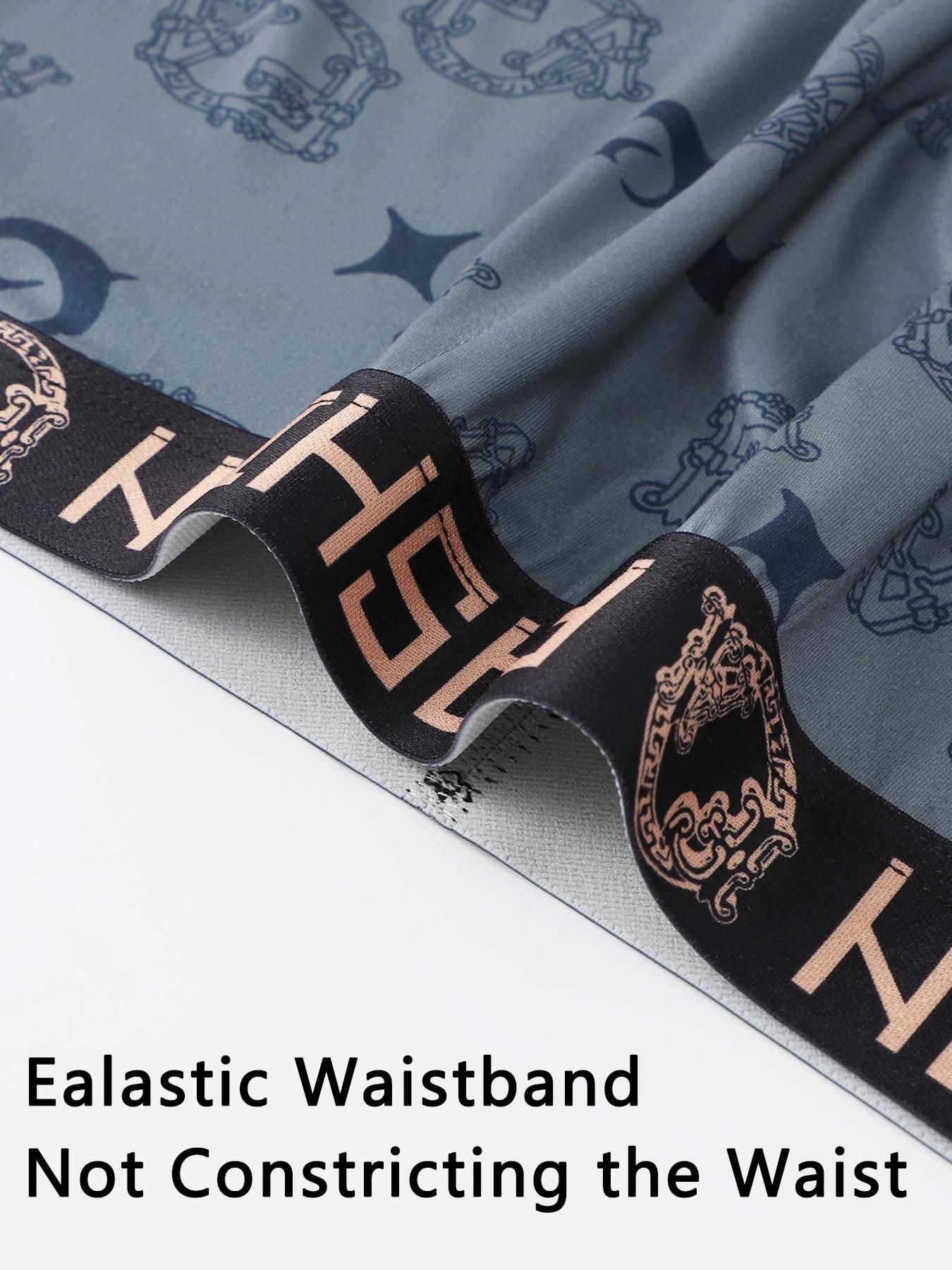 3Pcs Luxury Grid Men's Boxer Briefs | Gold Line Design Breathable Underwear | Stylish Stretch Boxers Shorts for Men