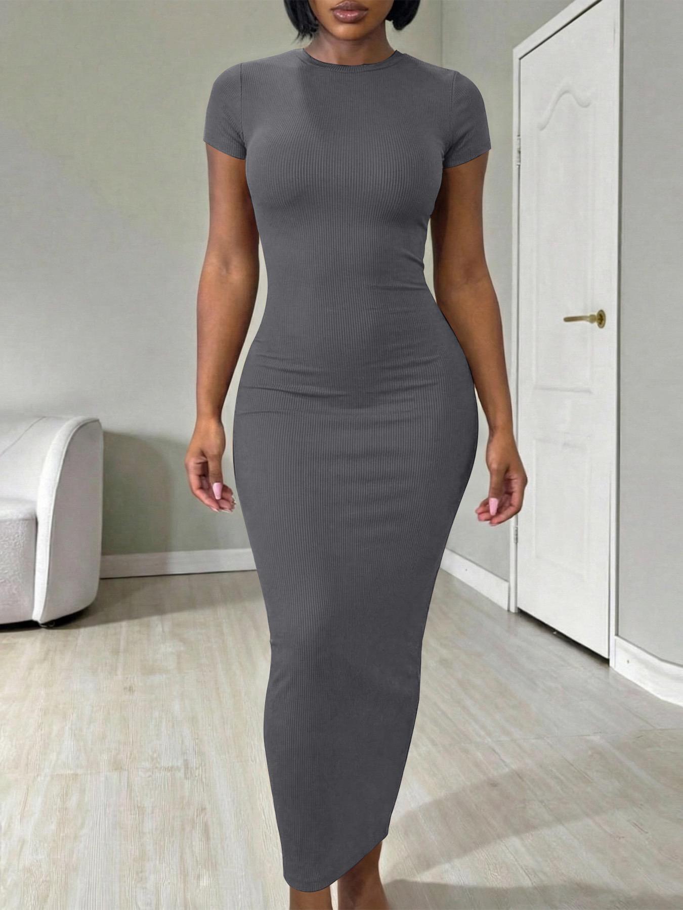Buttery Soft Ribbed Bodycon Dress| Open Back Maxi Dress for Curvy Women