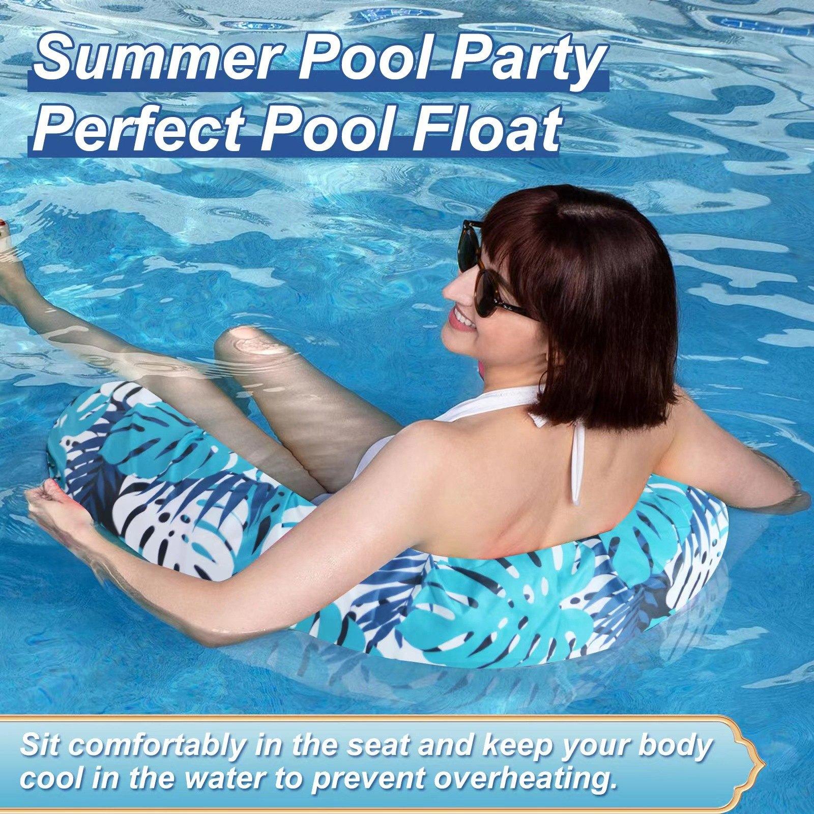 2-Pack Leaf Pattern Pool Floats, Inflatable Lounge Chairs with Headrest, Portable Water Hammock for Summer Parties 2-Pack Leaf Pattern Pool Floats, Inflatable Lounge Chairs with Headrest, Portable Water Hammock for Summer Parties