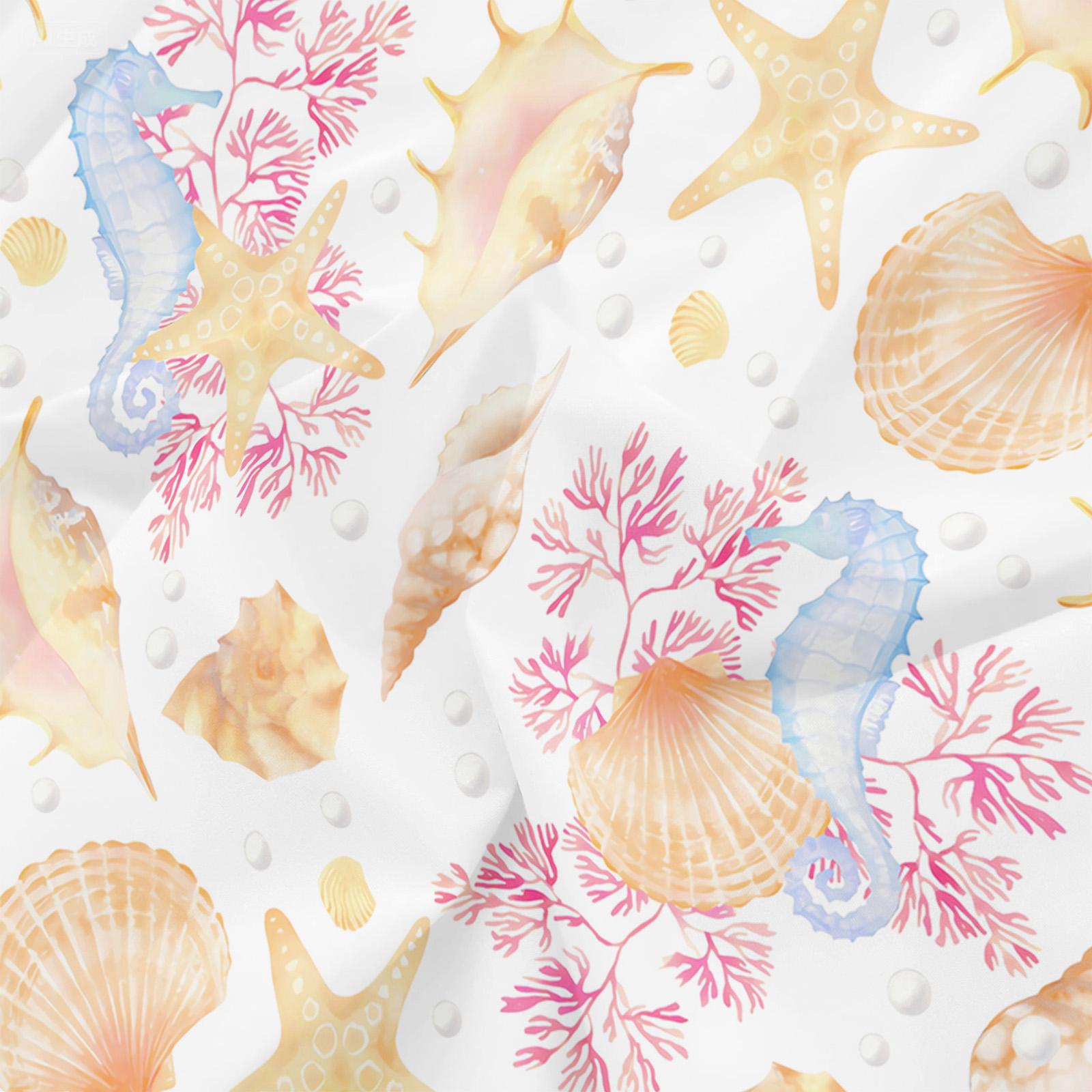 seashell-patterned bedding set includes one duvet cover and one pillowcase (filling not included). It is soft, lightweight, and perfect for family bedrooms and children's rooms.