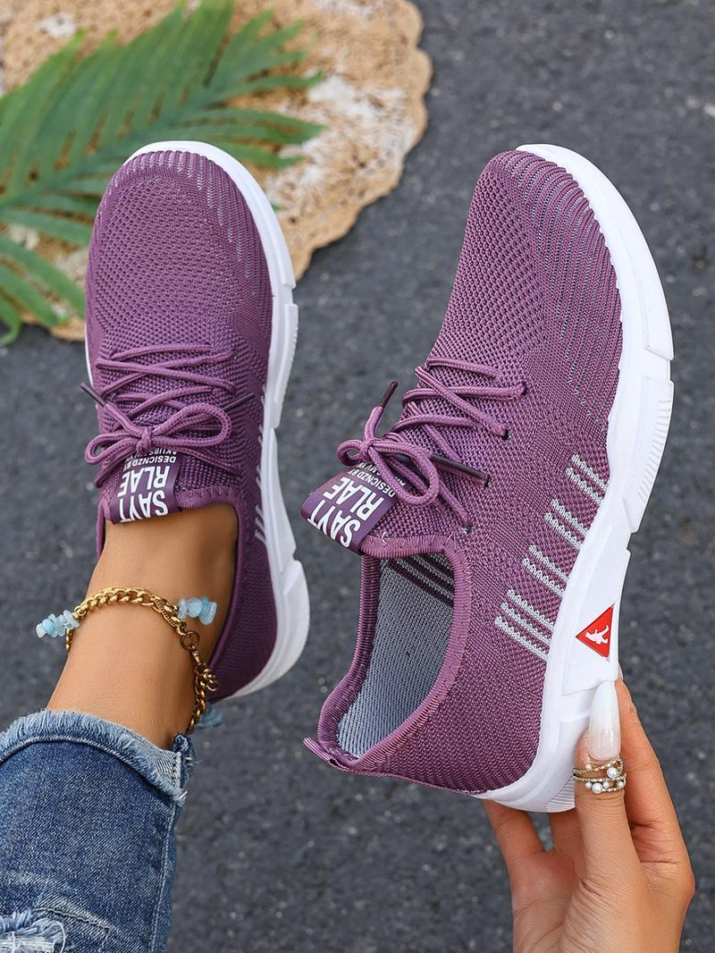 Women's Casual Sporty Sneakers Low-Top Lace-Up Comfortable Lightweight Knit Running Shoes for Beach Vacation Garden Camping Daily Wear Summer