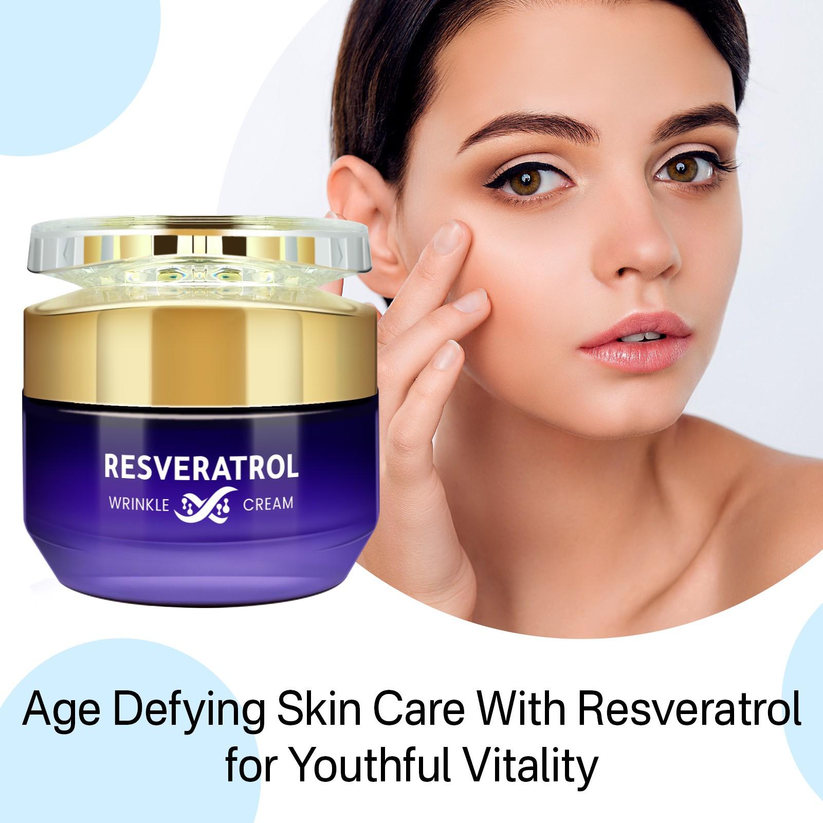 Resveratrol Anti-Wrinkle Face Cream, Hyaluronic Acid & Aloe Vera, Moisturizing Balm, Tightens Skin, Brightens Complexion, All Skin Types