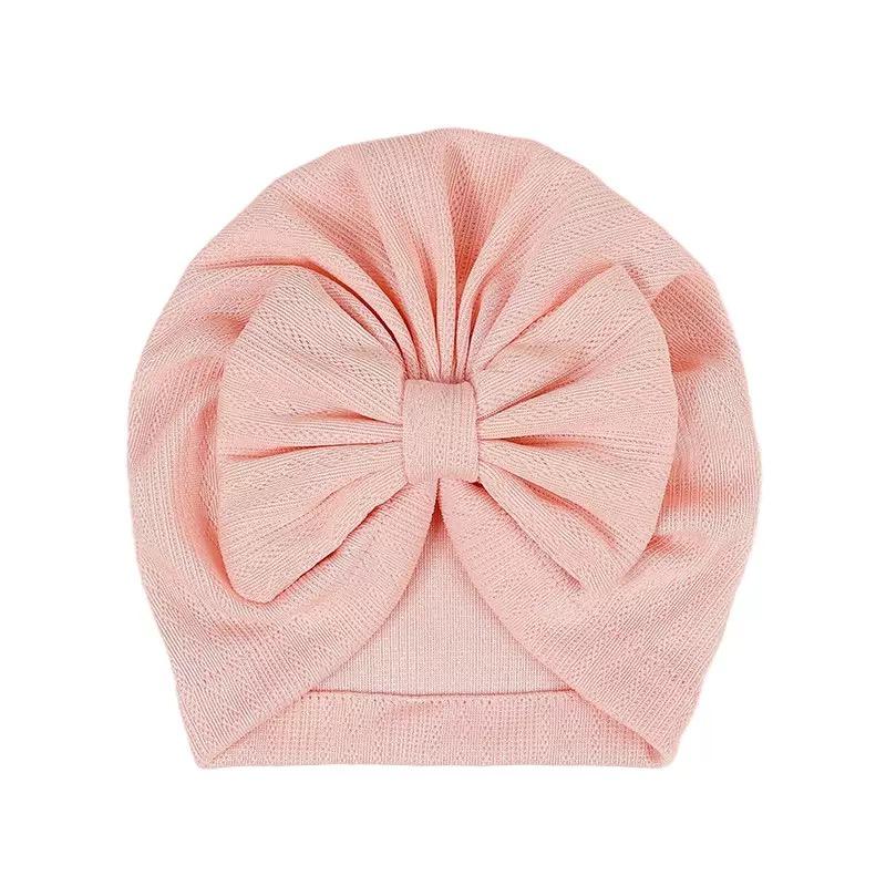 Spring Autumn Embroidered Headband Cap with Bow Decor, Suitable for 1-12 Months Baby Girls Boys, Knitted Hand Sewn Elastic Fabric