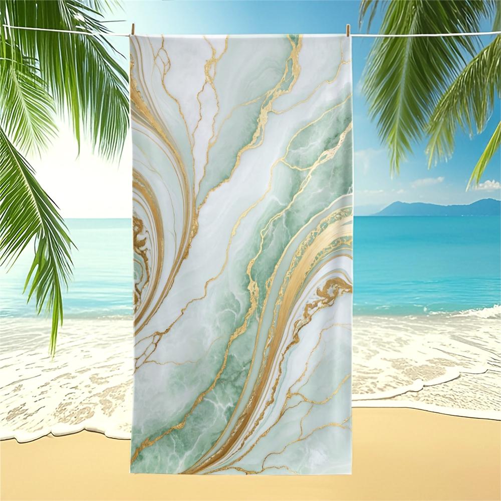 Marble Pattern Art Beach Towel, Luxury Premium Design, Quick Dry Absorbent Soft Skin-friendly, Ideal for Vacation Photoshoot Pool Daily Use