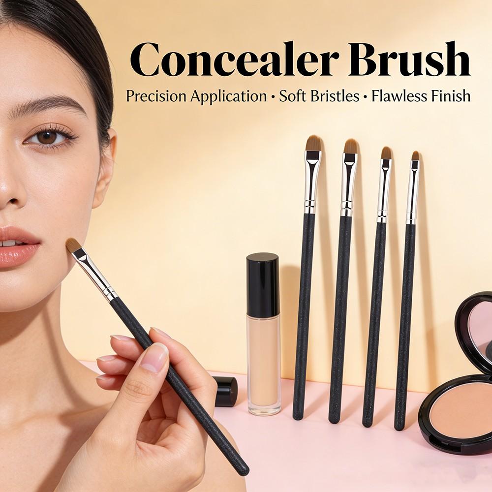 4 Pcs Concealer Makeup Brush Set, Small Concealer Lip Brush, Gel Eyeliner Brush, Detail Concealer Makeup Tool, Essential Beauty Accessories