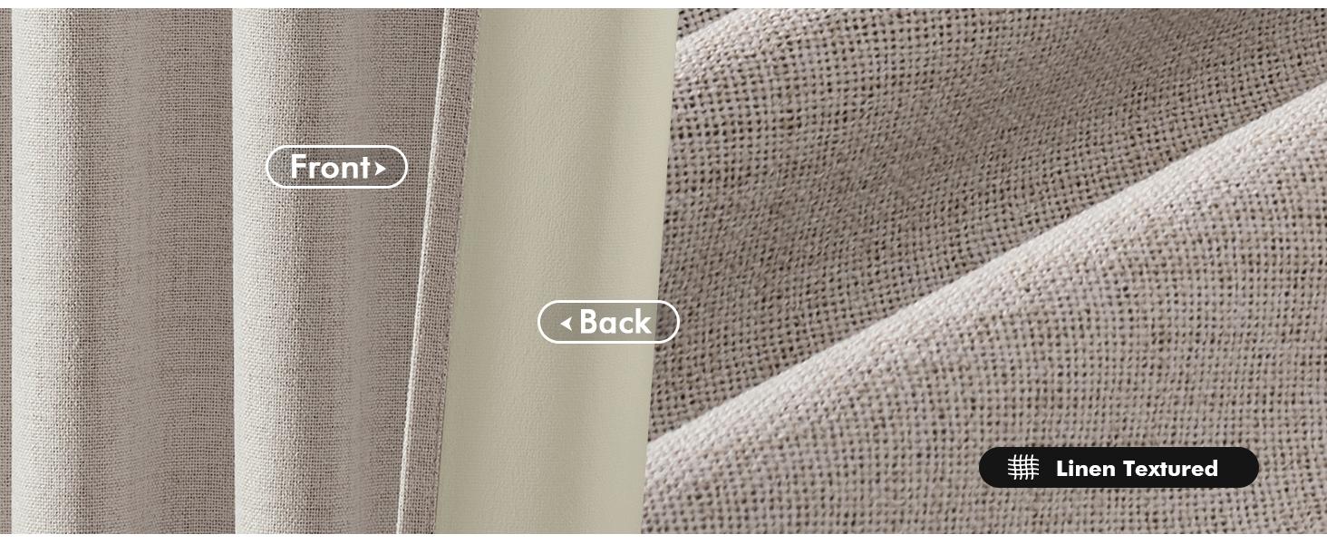 Home Decoration Curtains, 2-Panel 42x84" 100% Blackout Linen Luxury Thermal Insulation Draperies with Back Tab & Rod Pocket, Room Darkening Window Treatments for Bedroom, Living Room
