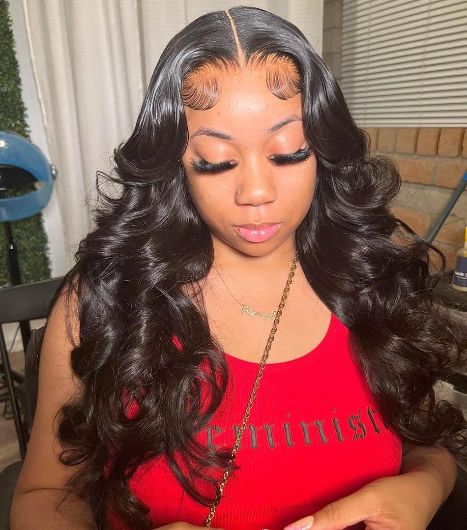 Tuneful HD Transparent 13x6 Lace Front Human Hair Wigs Raw Indian Body Wave Pre Plucked Human Hair HD Lace Frontal Wigs