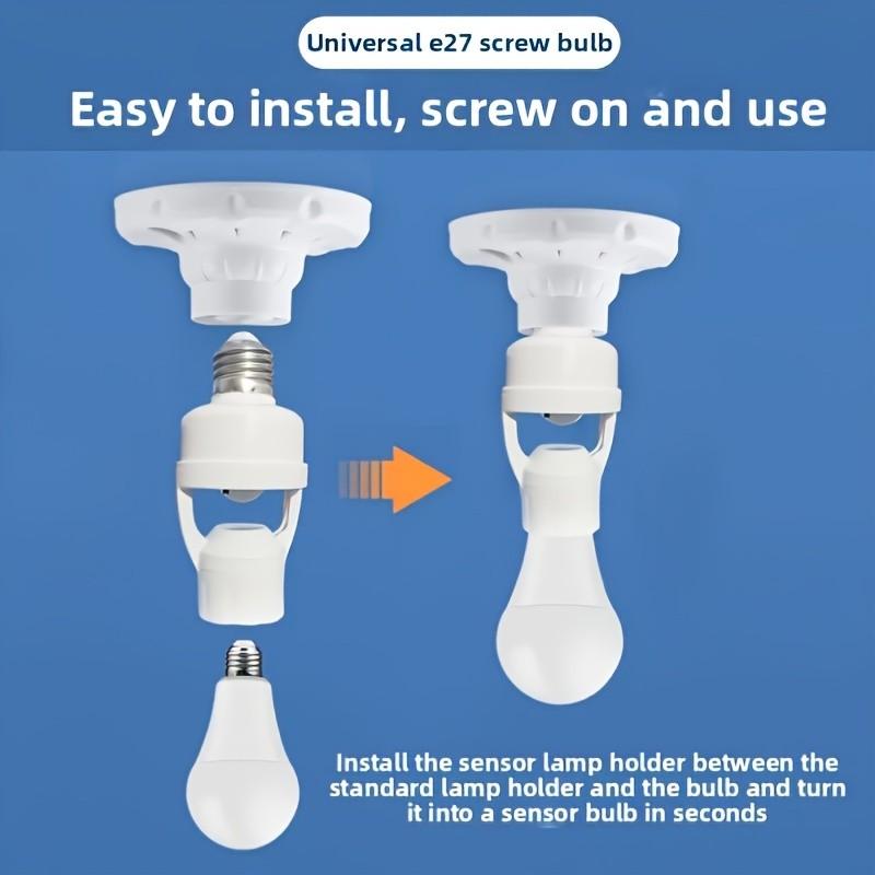 Human Body Infrared Sensor Light Universal Socket, Install the Sensor Lamp Holder, Adjustable Switch, 85-265v Wide Voltage Range Motion Sensor, Suitable for Various E27 Bulbs, Smart Home Lighting, Easy to Install