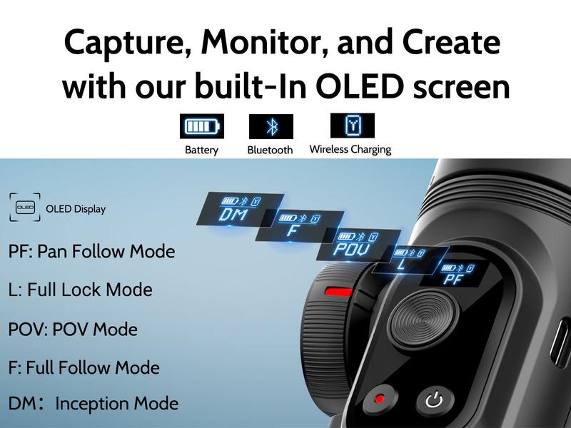 AOCHUAN Gimbal Stabilizer for Smartphone, Automatic Face Tracking Gimbal w/Wireless Charging iPhone Gimbal for iPhone 15 Pro Max/Android Foldable 3-Axis Handheld anti-shaking Phone Gimbal (1 piece) for Live Video Recording -Smart X Pro