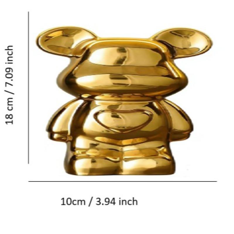 Sweetheart Bear Ceramic Decoration Figurine, Adorable Teddy Bear Ornament Cute Animal Design for Home Decor Accessory, Home Decor Ornaments, Unique Gift Idea for Friends and Family