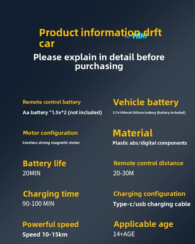 1:64 Mini RC Remote Control Car, Full Proportion Four-Wheel Drift, 2.4g Micro Pocket Race Car, Desktop Model Toy Gift for Boys