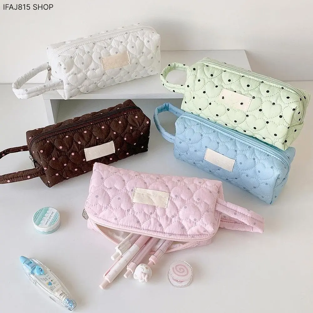 Cute Quilted Pencil Pouch for Girls, Korean-Style Aesthetic Stationery Organizer with Large Capacity for School and College Essentials, College Supplies, School Supplies, School Supplies Shopping