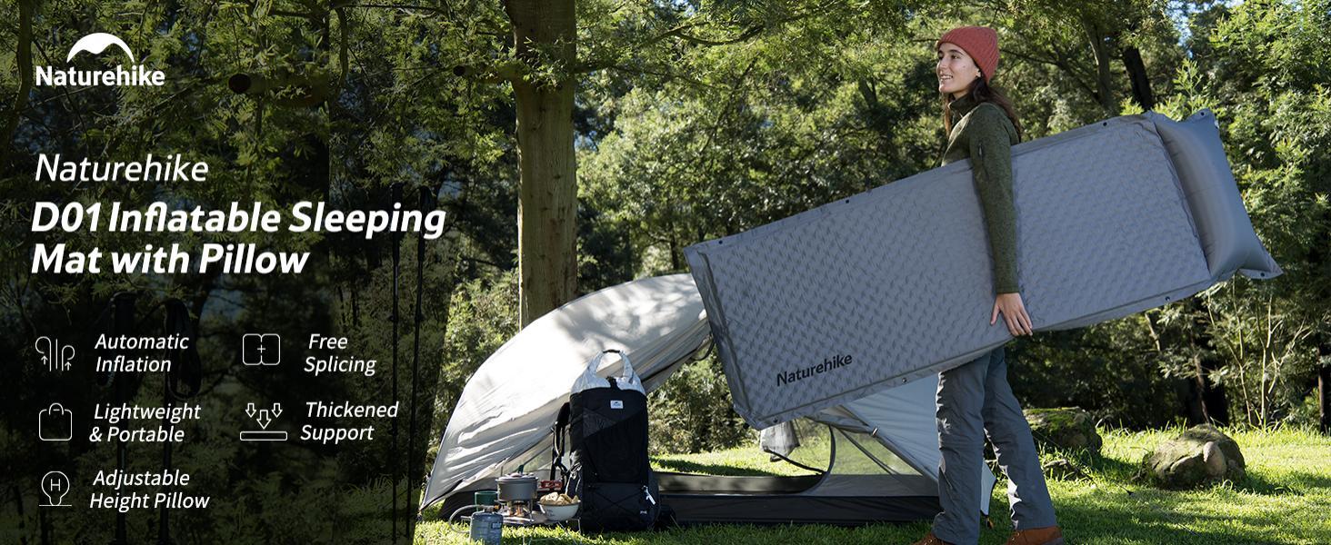 Naturehike Self-Inflating Sleeping Pad with/without Pillow, Ultra-Light, Waterproof Camping Mattress for Backpacking, Connectable for Multi-Person Use portable inflatable FathersDayGift Naturehike Self-Inflating Sleeping Pad with/without Pillow, Ultra-Light, Waterproof Camping Mattress for Backpacking, Connectable for Multi-Person Use portable inflatable FathersDayGift