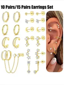 10 Pairs/15 Pairs Small Stud Earrings, Hypoallergenic 20g Surgical Stainless Steel, Dainty Stackable Earrings for Women
