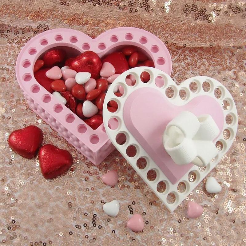 3D Printed Heart-Shaped Gift Storage Box, Annoying Screw-On Gift Box, Box Puzzle Toy, Funny Prank Screw Box, Colorful And Exquisite Miscellaneous Storage Box, Valentine's Day and Mother's Day gifts